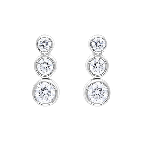 18ct White Gold 0.42ct Diamond Graduated Trilogy Earrings