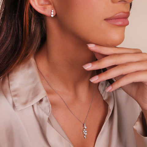 18ct White Gold 0.42ct Diamond Graduated Trilogy Earrings