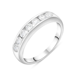 18ct White Gold 0.45ct Diamond Channel Set Half Eternity Ring, FEU-2646
