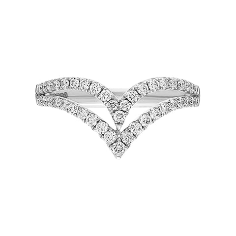 18ct White Gold 0.46ct Diamond Double Wishbone Ring