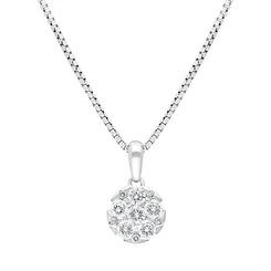 18ct White Gold 0.46ct Diamond Round Cluster Pendant, FEU-2679.