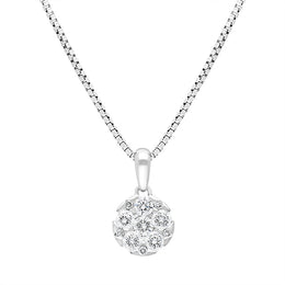 18ct White Gold 0.46ct Diamond Round Cluster Pendant, FEU-2679.
