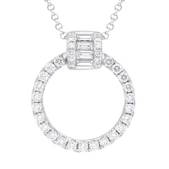 18ct White Gold 0.47ct Diamond Circle Pendant Necklace