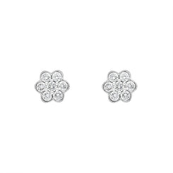 18ct White Gold 0.47ct Diamond Flower Cluster Stud Earrings, FEU-2360.