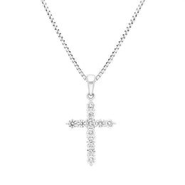18ct White Gold 0.50ct Diamond Cross Pendant, FEU-2675.