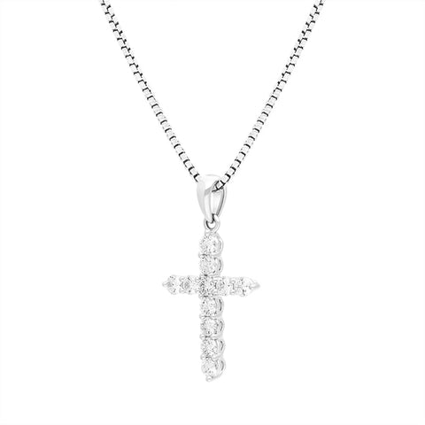 18ct White Gold 0.50ct Diamond Cross Pendant