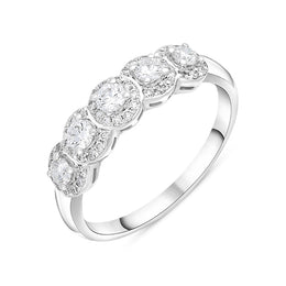18ct White Gold 0.50ct Diamond Pave Cluster Half Eternity Ring, FEU-2648