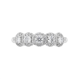 18ct White Gold 0.50ct Diamond Pave Cluster Half Eternity Ring