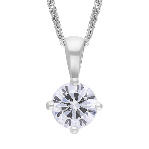 18ct White Gold 0.50ct Diamond Solitaire Pendant Necklace FEU-2881