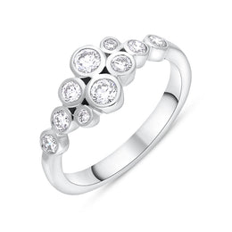 18ct White Gold 0.51ct Diamond Cluster Bubble Ring FEU-2746