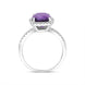 18ct White Gold 2.58ct Amethyst Diamond Shoulder Set Halo Ring