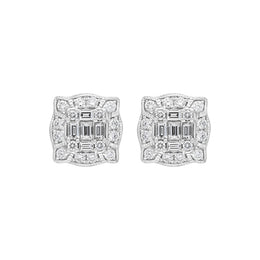 18ct White Gold 0.58ct Diamond Cluster Stud Earrings FEU-2779