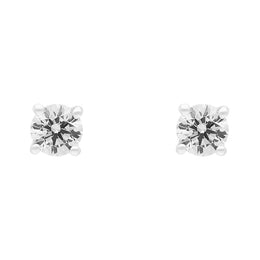 18ct White Gold 0.61ct Diamond Solitaire Brilliant Cut Stud Earrings, FEU-1455.