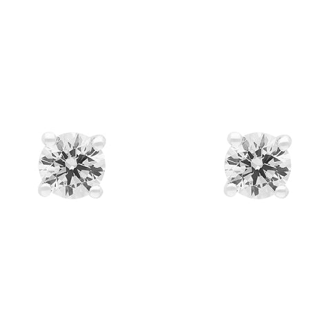 18ct White Gold 0.61ct Diamond Solitaire Brilliant Cut Stud Earrings, FEU-1455.