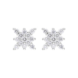 18ct White Gold 0.68ct Diamond Star Cluster Earrings FEU-2749