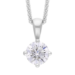 18ct White Gold 0.70ct Diamond Solitaire Pendant Necklace