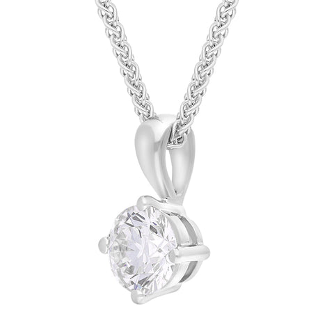 18ct White Gold 0.70ct Diamond Solitaire Pendant Necklace