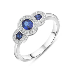 18ct White Gold 0.72ct Sapphire Diamond Ring, FEU-2463.