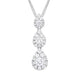 18ct White Gold 0.89ct Diamond Triple Drop Pave Cluster Pendant FEU-2752