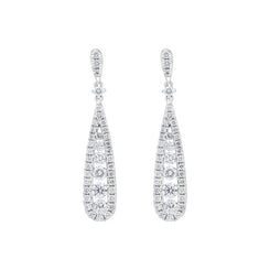 18ct White Gold 0.93ct Diamond Graduated Drop Earrings FEU-2781