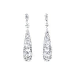 18ct White Gold 0.93ct Diamond Graduated Drop Earrings FEU-2781