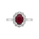 18ct White Gold 0.98ct Ruby Diamond Oval Cluster Halo Ring