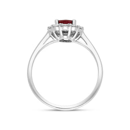 18ct White Gold 0.98ct Ruby Diamond Oval Cluster Halo Ring