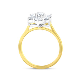 18ct Yellow Gold 1.00ct Diamond Flower Cluster Ring