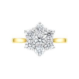 18ct Yellow Gold 1.00ct Diamond Flower Cluster Ring