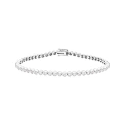 18ct White Gold 1.07ct Diamond Rubover Set Line Bracelet FEU-2722
