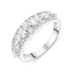 18ct White Gold 1.37ct Diamond Three Row Half Eternity Ring FEU-2792