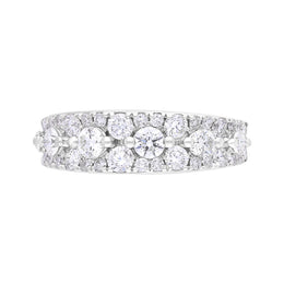 18ct White Gold 1.37ct Diamond Three Row Half Eternity Ring