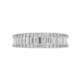 18ct White Gold 1.44ct Diamond Baguette Round Brilliant Cut Eternity Ring