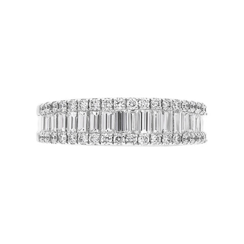 18ct White Gold 1.44ct Diamond Baguette Round Brilliant Cut Eternity Ring