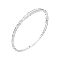 18ct White Gold 1.46ct Diamond Graduated Hinged Bangle FEU-2787