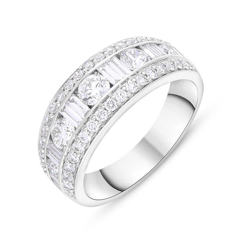 18ct White Gold 1.80ct Diamond Mixed Cut Graduating Eternity Ring FEU-2791