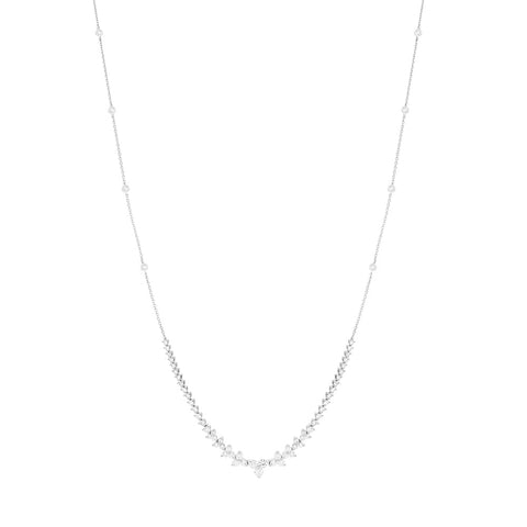 18ct White Gold 2.33ct Diamond Graduated Collar Necklace FEU-2788