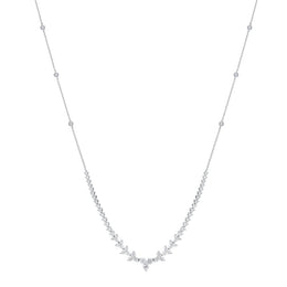 18ct White Gold 2.33ct Diamond Graduated Collar Necklace FEU-2788