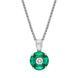 18ct White Gold Emerald Diamond Marquise Stone Round Cluster Pendant, 12-60-086
