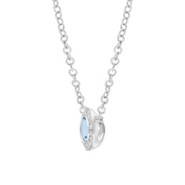 18ct White Gold Aquamarine Diamond Cluster Necklace