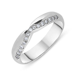 18ct White Gold Diamond Dipped Centre Half Eternity Ring, CGN-592.