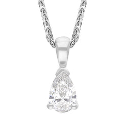 18ct White Gold Diamond GIA Certified Pear Cut Solitaire Pendant FEU-2879