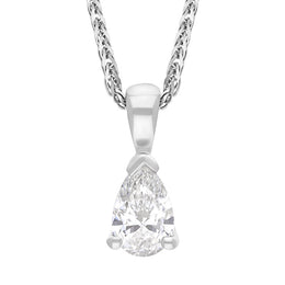 18ct White Gold Diamond GIA Certified Pear Cut Solitaire Pendant FEU-2879