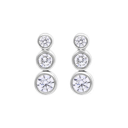 18ct White Gold 0.42ct Diamond Graduated Trilogy Earrings FEU-2822