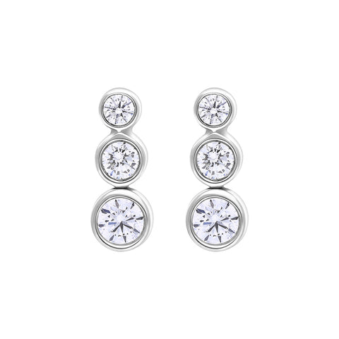 18ct White Gold 0.42ct Diamond Graduated Trilogy Earrings FEU-2822