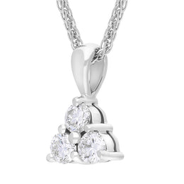 18ct White Gold Diamond Three Stone Pendant Necklace