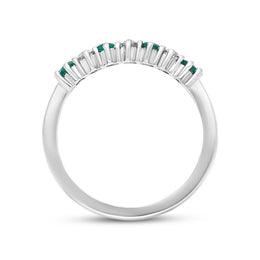 18ct White Gold Emerald Diamond Half Eternity Ring