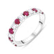 18ct White Gold Ruby Diamond Castle Claw Set Half Eternity Ring FEU-2845