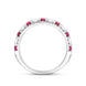 18ct White Gold Ruby Diamond Castle Claw Set Half Eternity Ring
