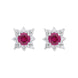 18ct White Gold Ruby Diamond Cluster Star Stud Earrings
